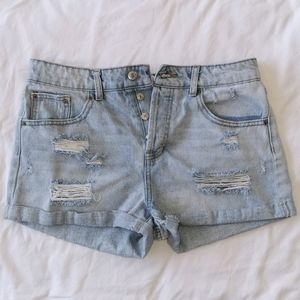 Forever 21 High Waisted Distressed Denim Shorts